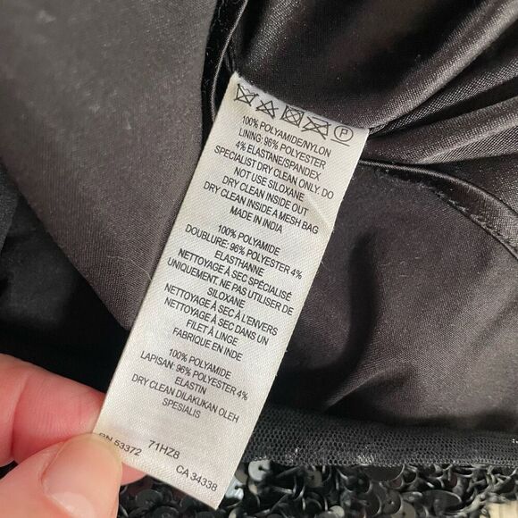 French Connection Sequin Cocktail Dress Metallic Colorblock Stripe Gold Silver 4 - Picture 10 of 10